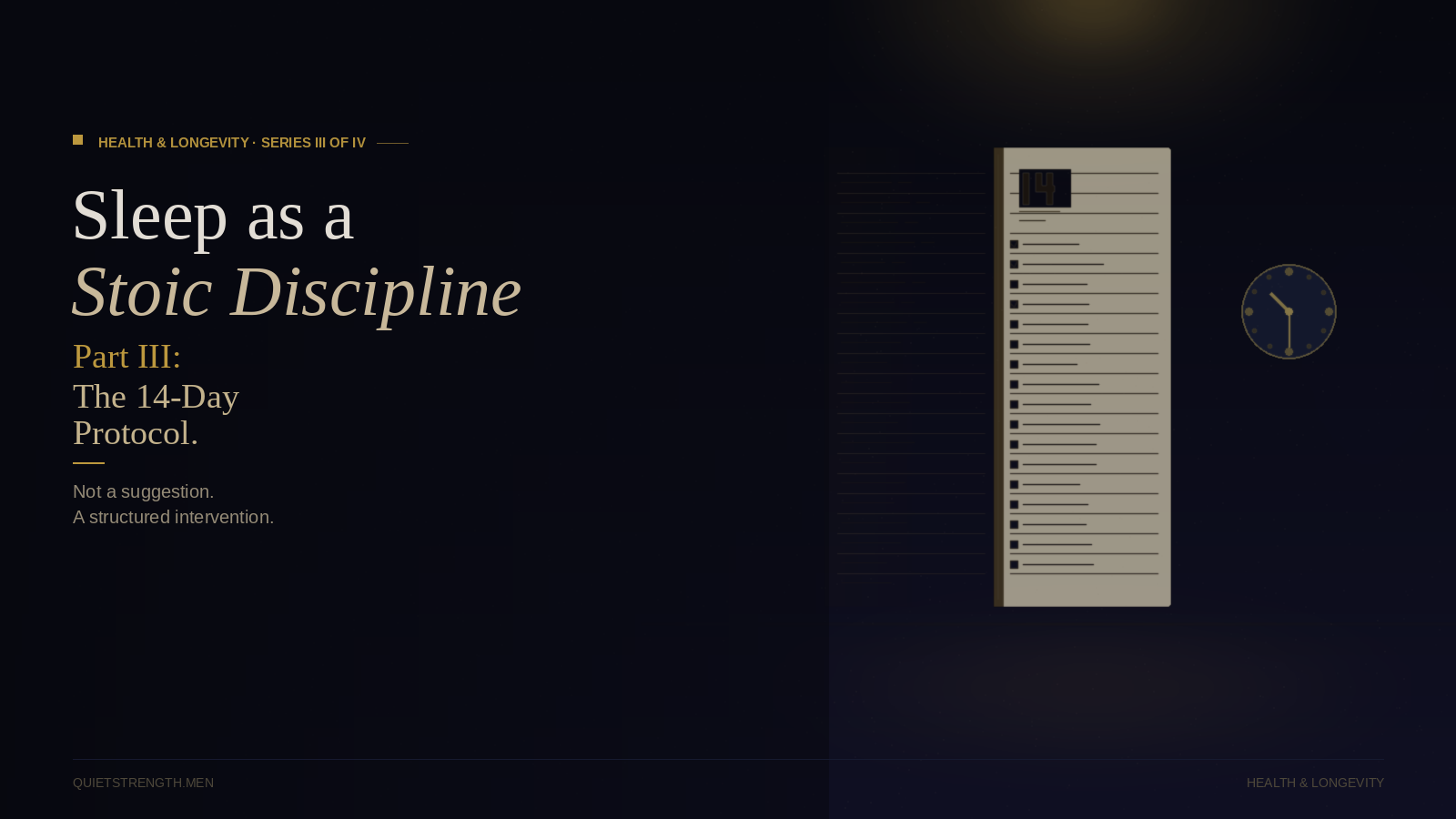 Sleep as a Stoic Discipline — Part III: The 14-Day Protocol
