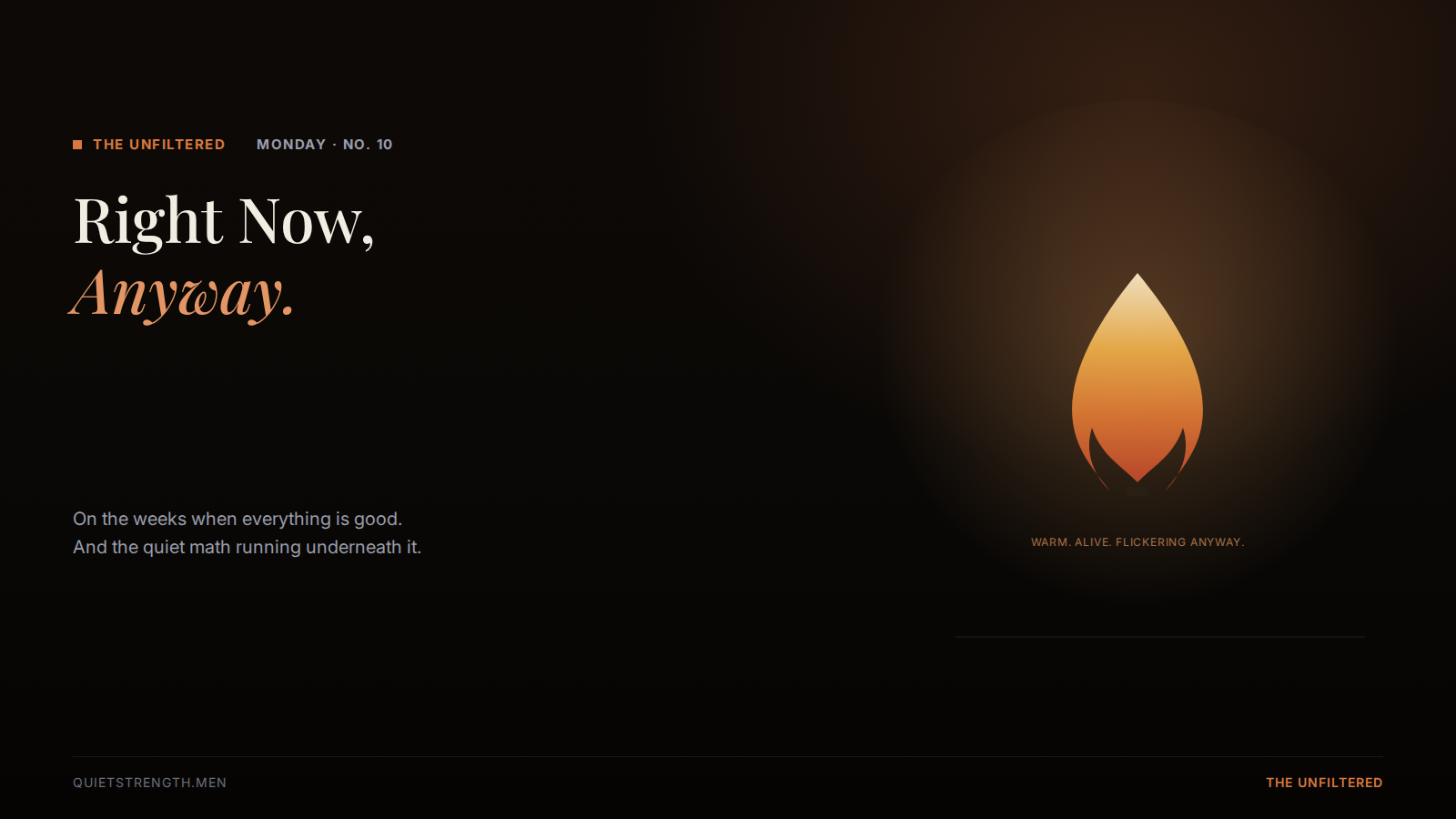 Monday #10 — Right Now, Anyway.